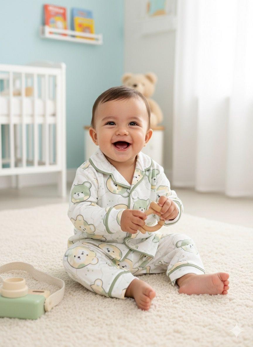 Bear Önden Düğmeli Mevsimlik 2 Parça Pjama Takımı