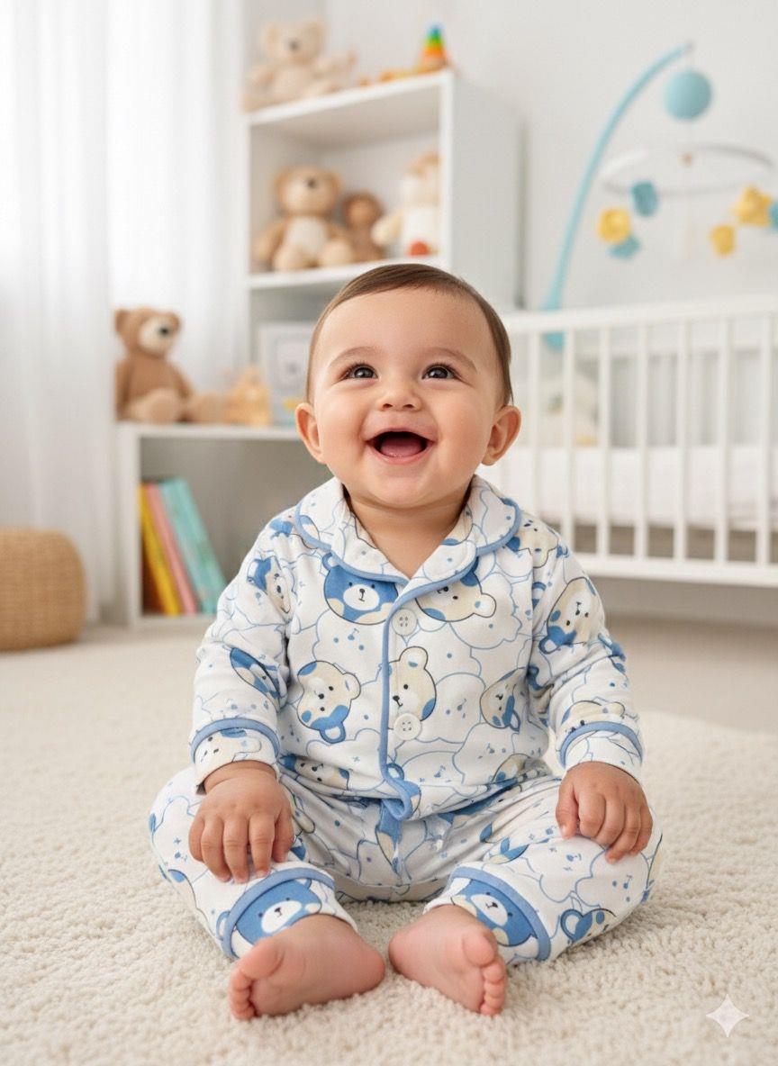 Bear Önden Düğmeli Mevsimlik 2 Parça Pjama Takımı