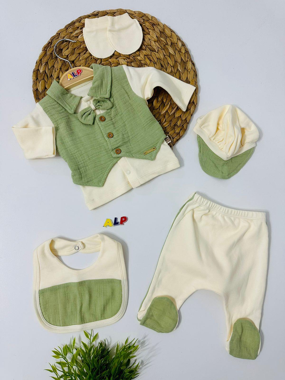 Bow Tie  5 Parça Yeni Doğan Set - Yeşil