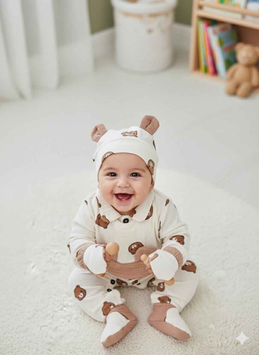 Brazil Bears Organik Müslin 10 parça Yenidoğan Set - Beyaz 