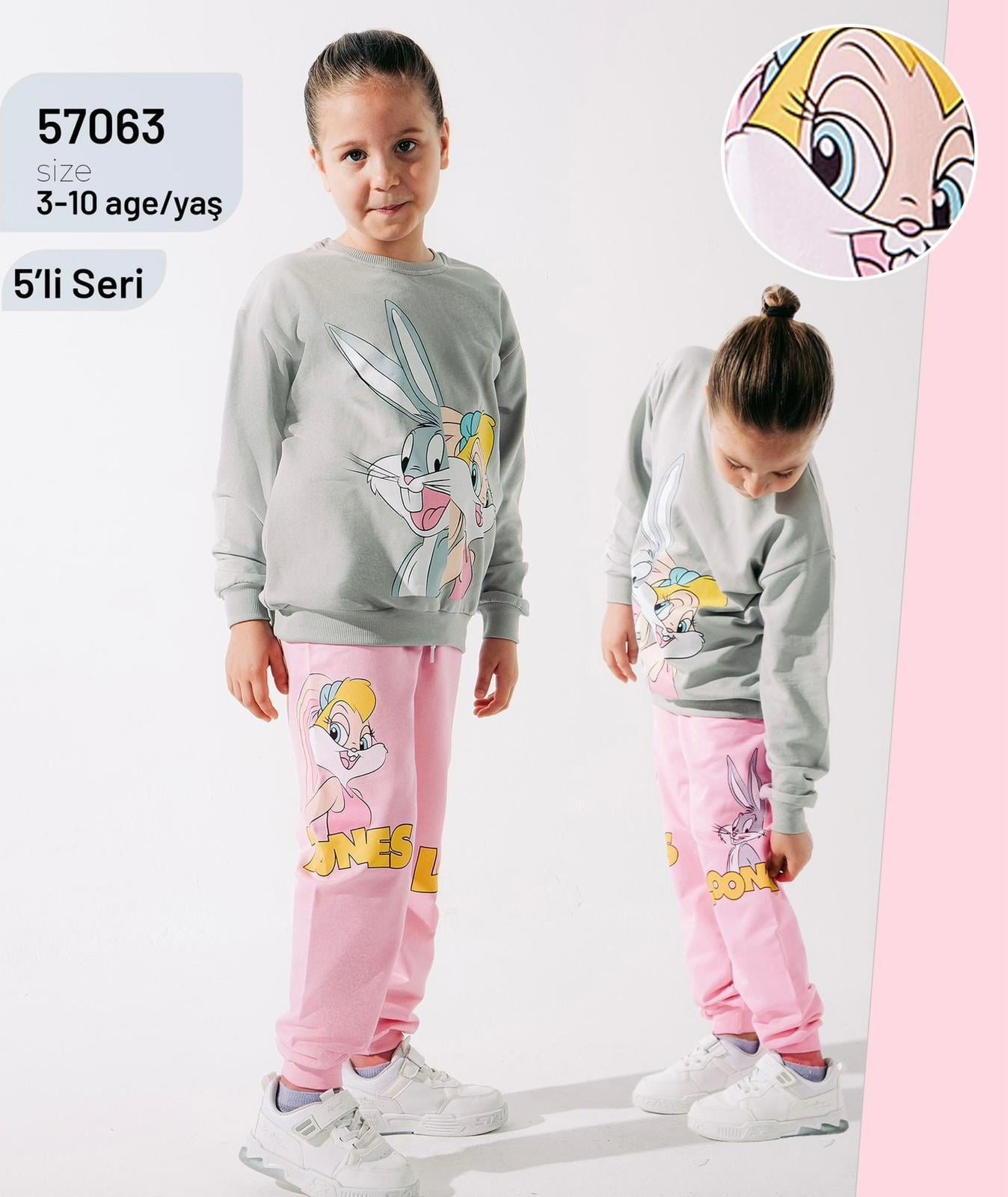 Bunny 2 İp Cep Detaylı Eşofman Takım - Gri
