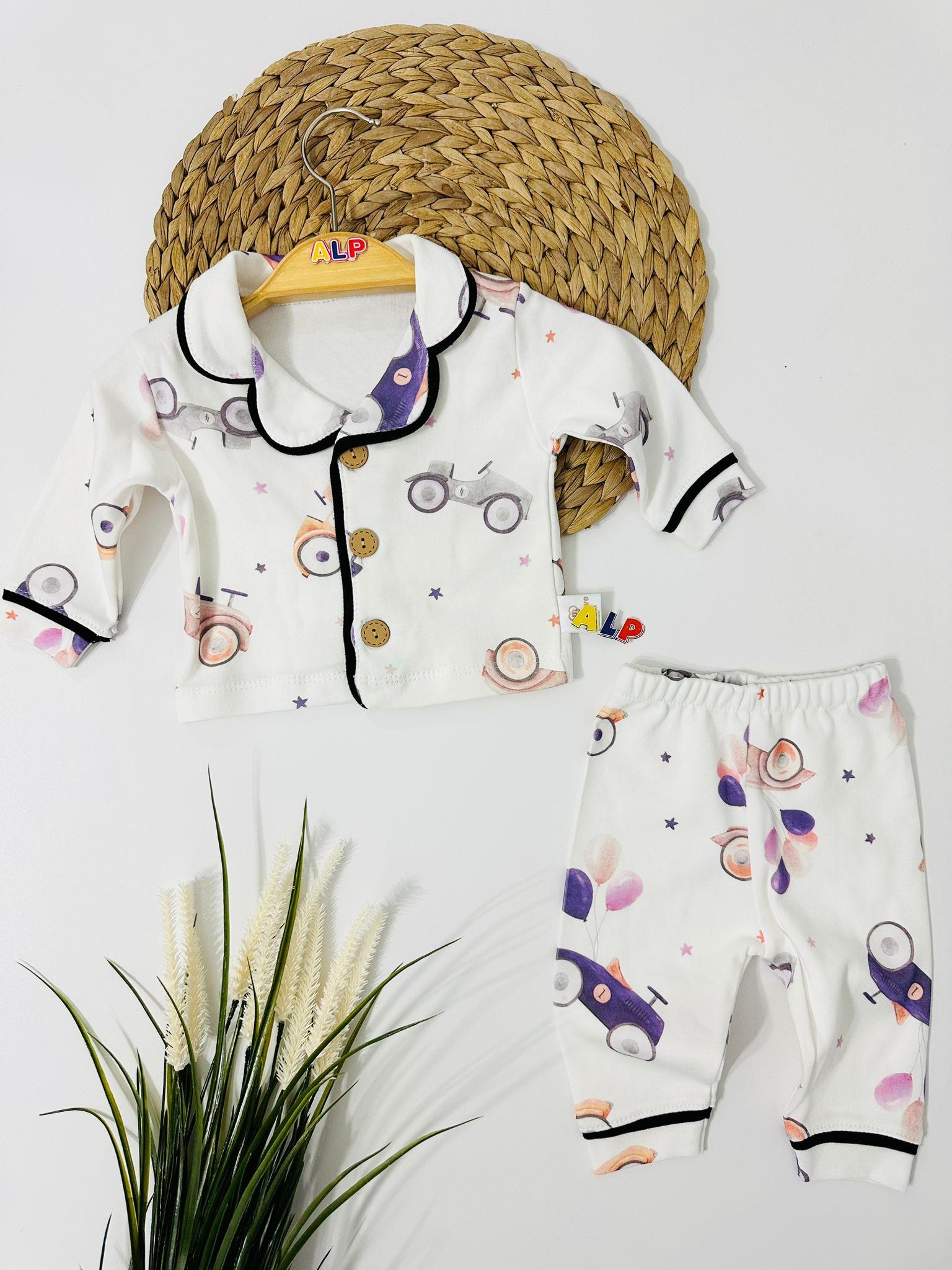 Car Düğmeli Pijama Takımı  -Krem