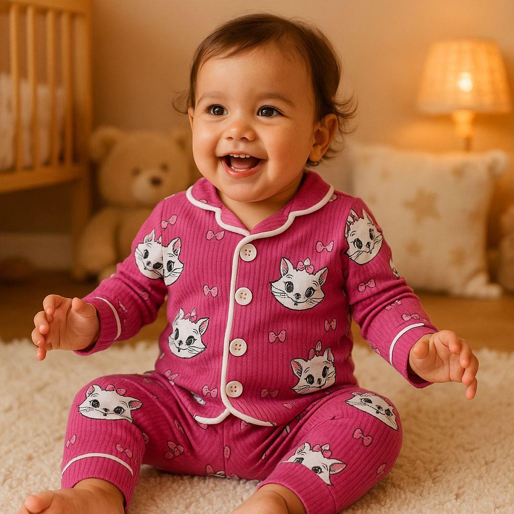 Cat Önden Düğmeli Mevsimlik 2 Parça Pjama Takımı