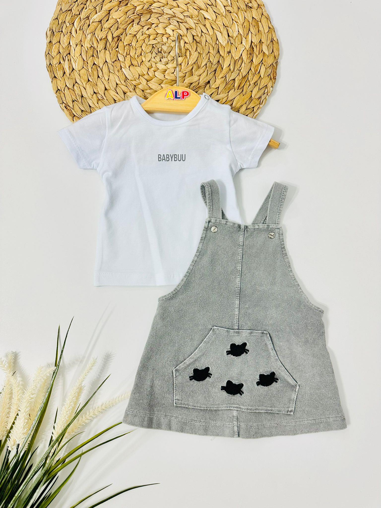 Cat Örme Kot Thısort ve Salopet - Gri