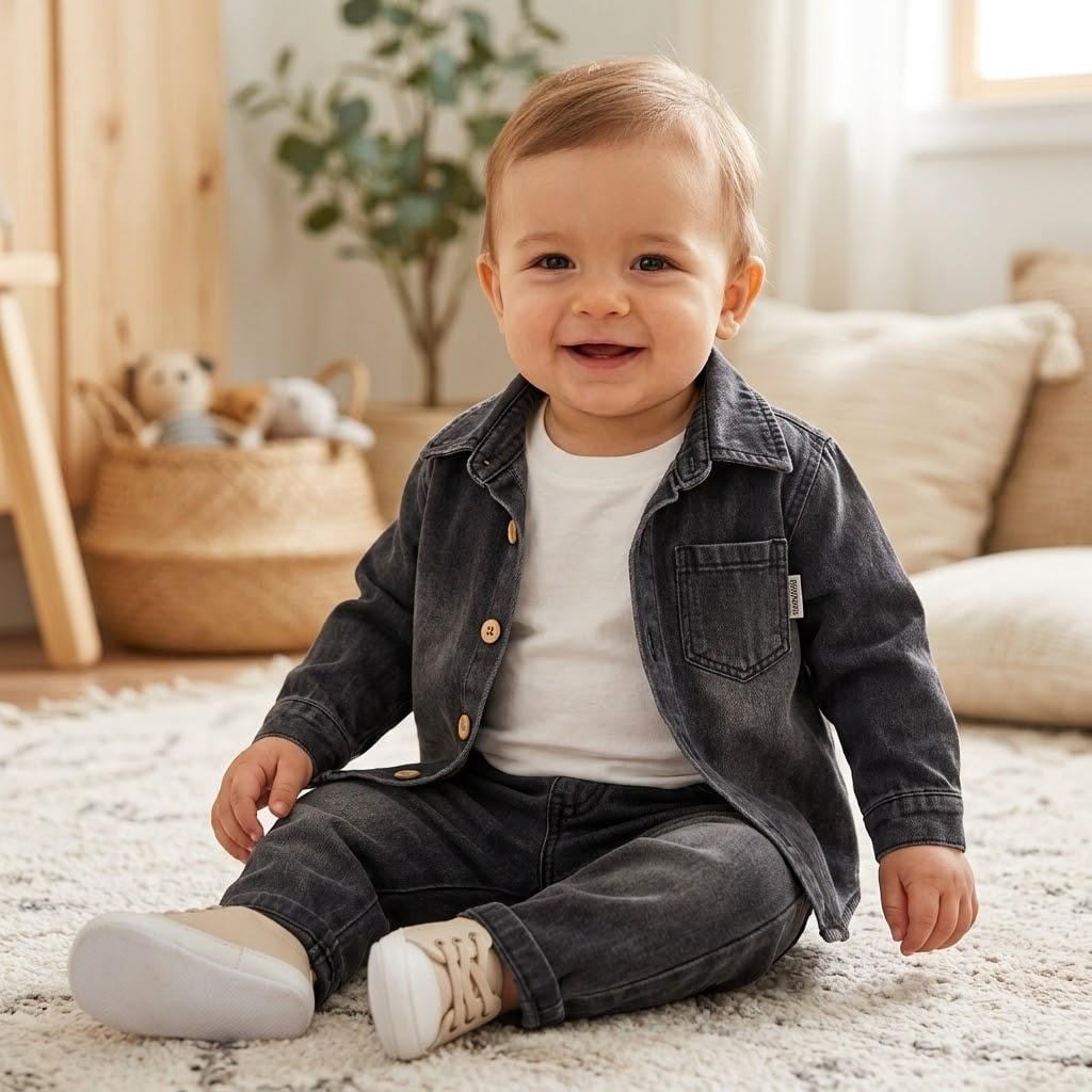 Cep Detaylı Kot Gömlek - Body - Pantolon 3'lü Takım