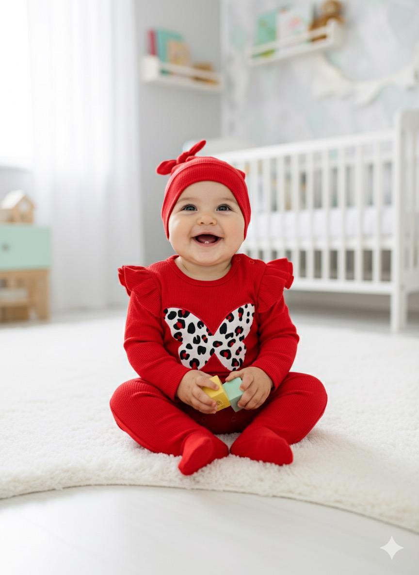 Chamorro Leopar 2li Kombin Tulum Set - Kırmızı