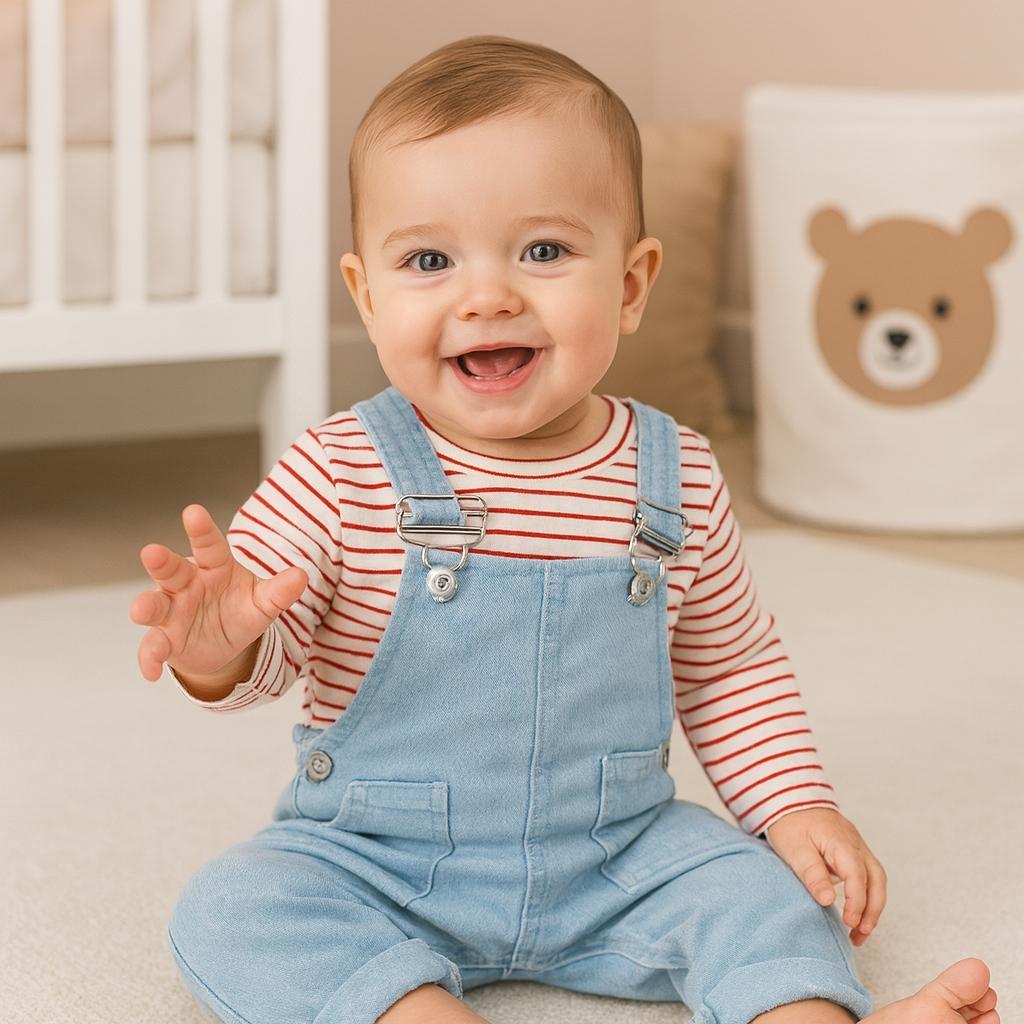 Çizgili badili omuzdan çıtçıtlı cepli mevsimlik kot 2 parça salopet set 2. Her Ürüne Sepette 30₺ İndirim