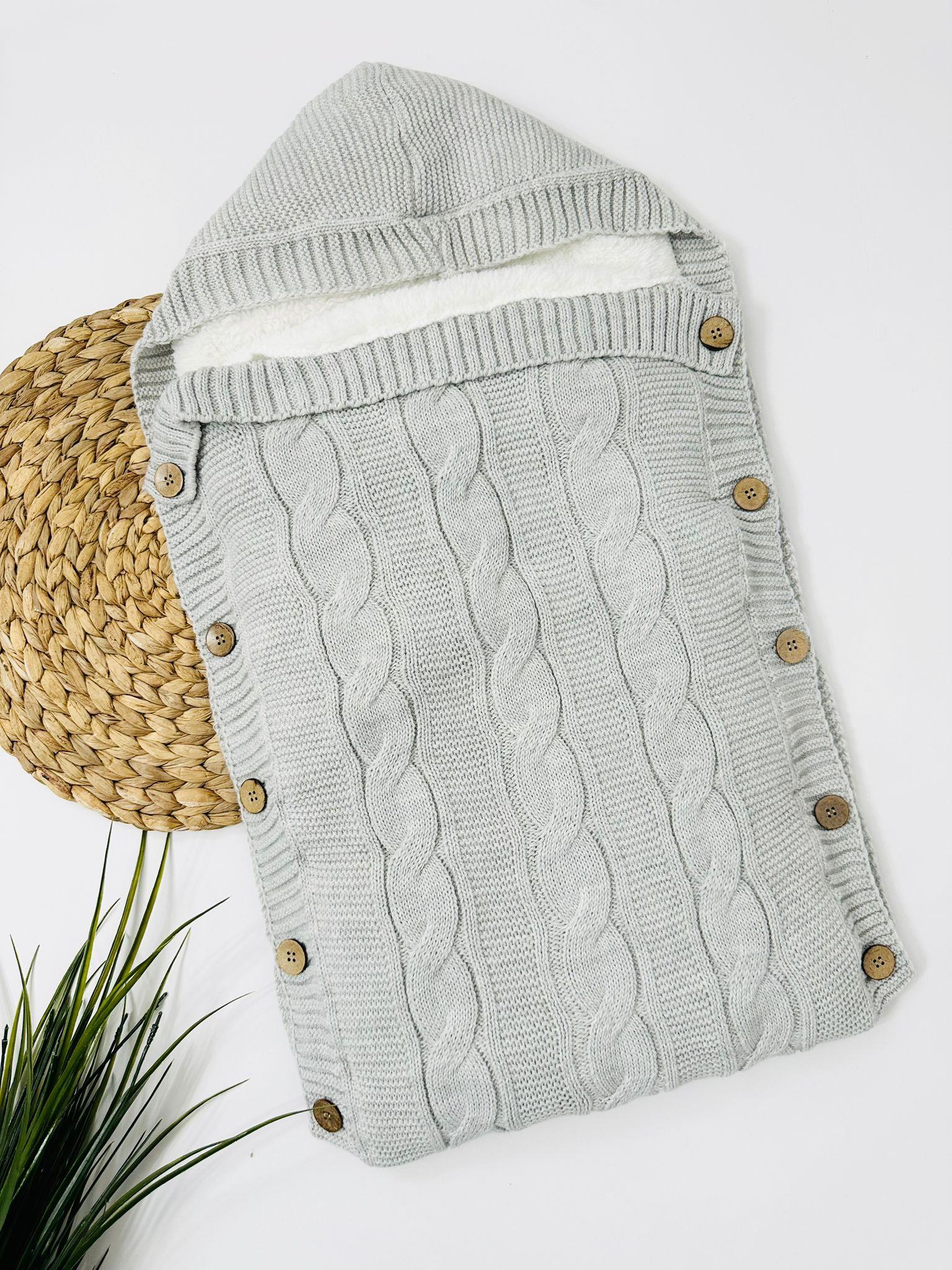 Colarado  70-45cm Kapüşonlu İçi Polar Yün Triko Kundak - Gri