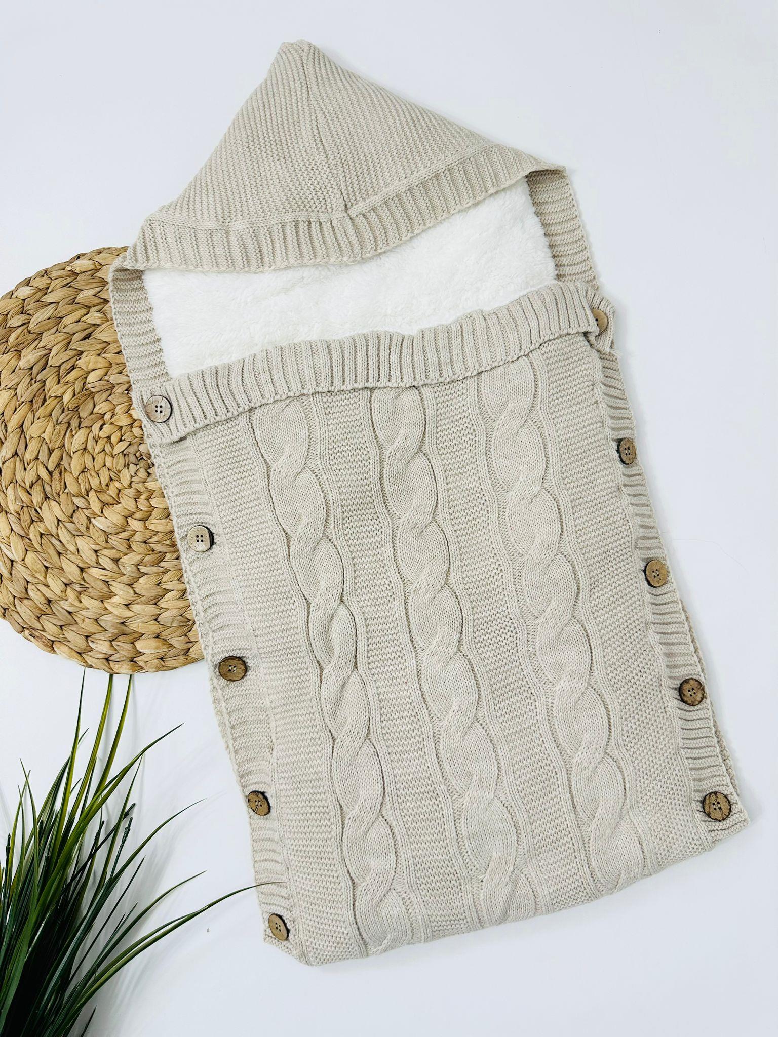 Colarado  70-45cm Kapüşonlu İçi Polar Yün Triko Kundak - Kahve