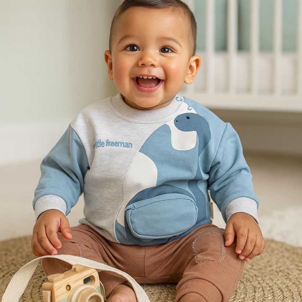 Dino omuzdan çıtçıtlı şardonlu kışlık 2li takım