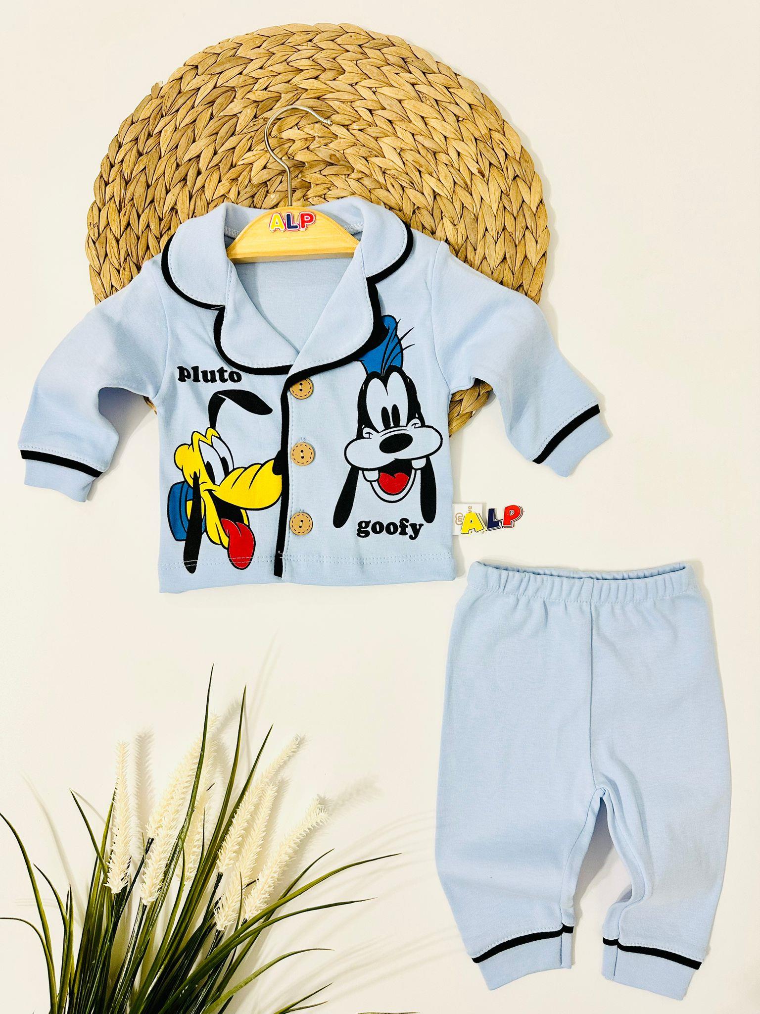 Donald Düğmeli Pijama Takımı  -Mavi