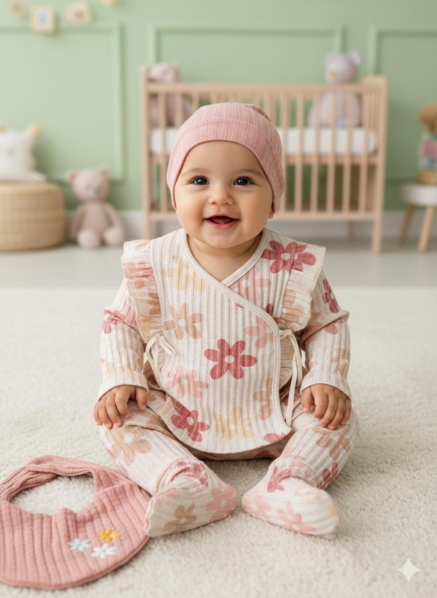 Edmonton Papatyalar 5li Yenidoğan set -Pembe