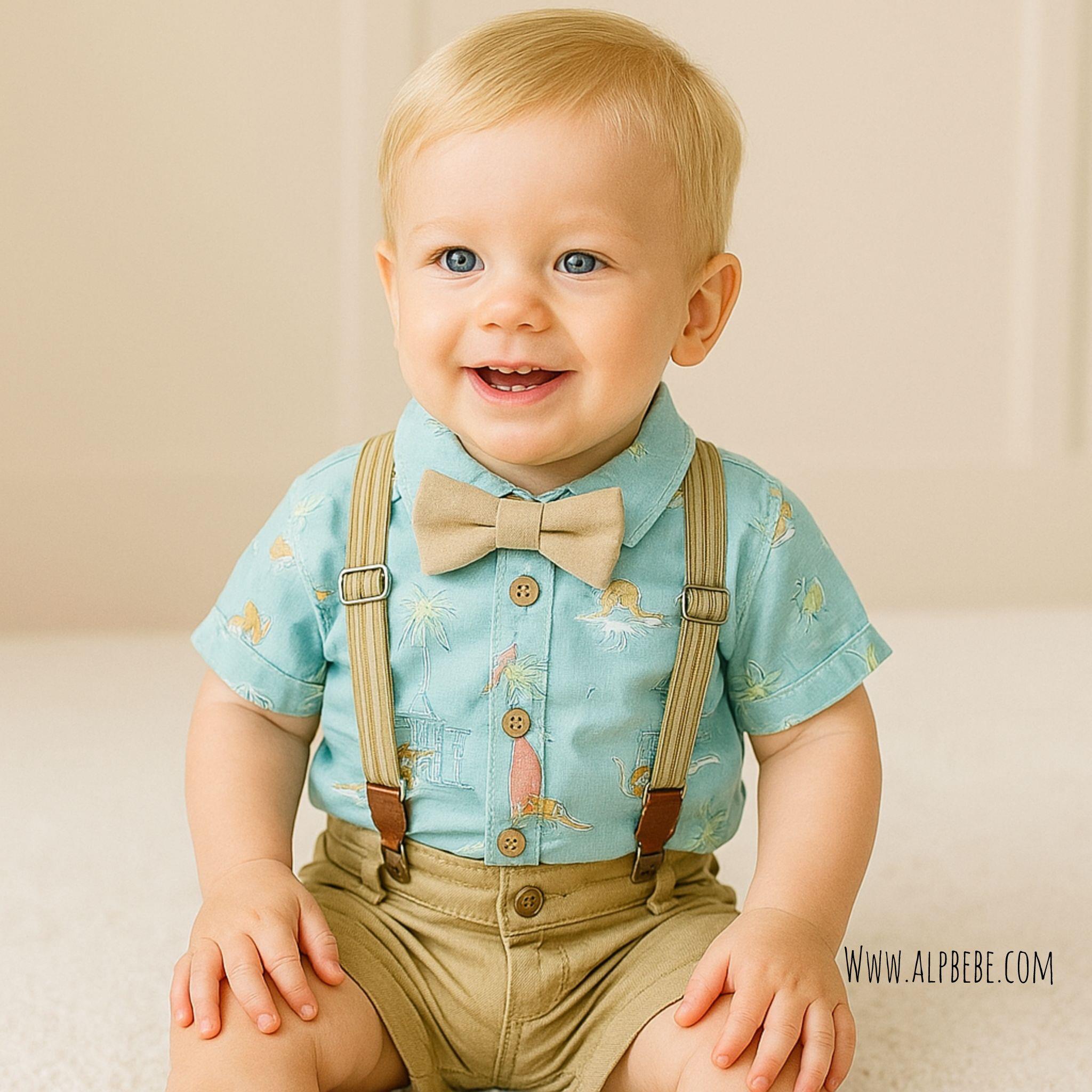 Frizya Keten Gömlek Şort 4lü Takım - Mavi