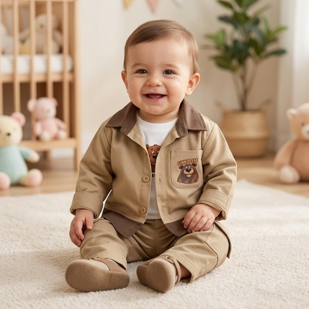 Funny Bear Gabardin Ceket - Body - Pantolon Set 