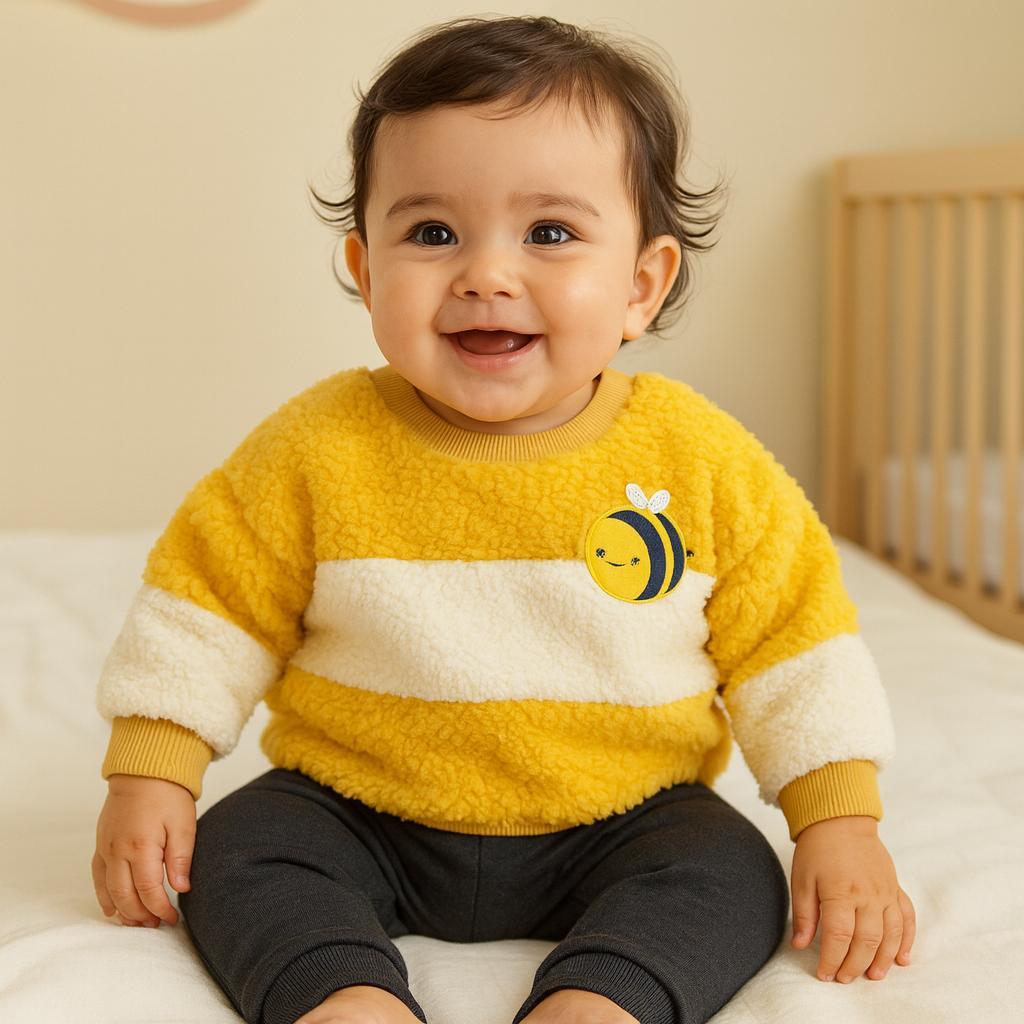 Happy bee peluş omuzdan çıtçıtlı kışlık 2 parça takım