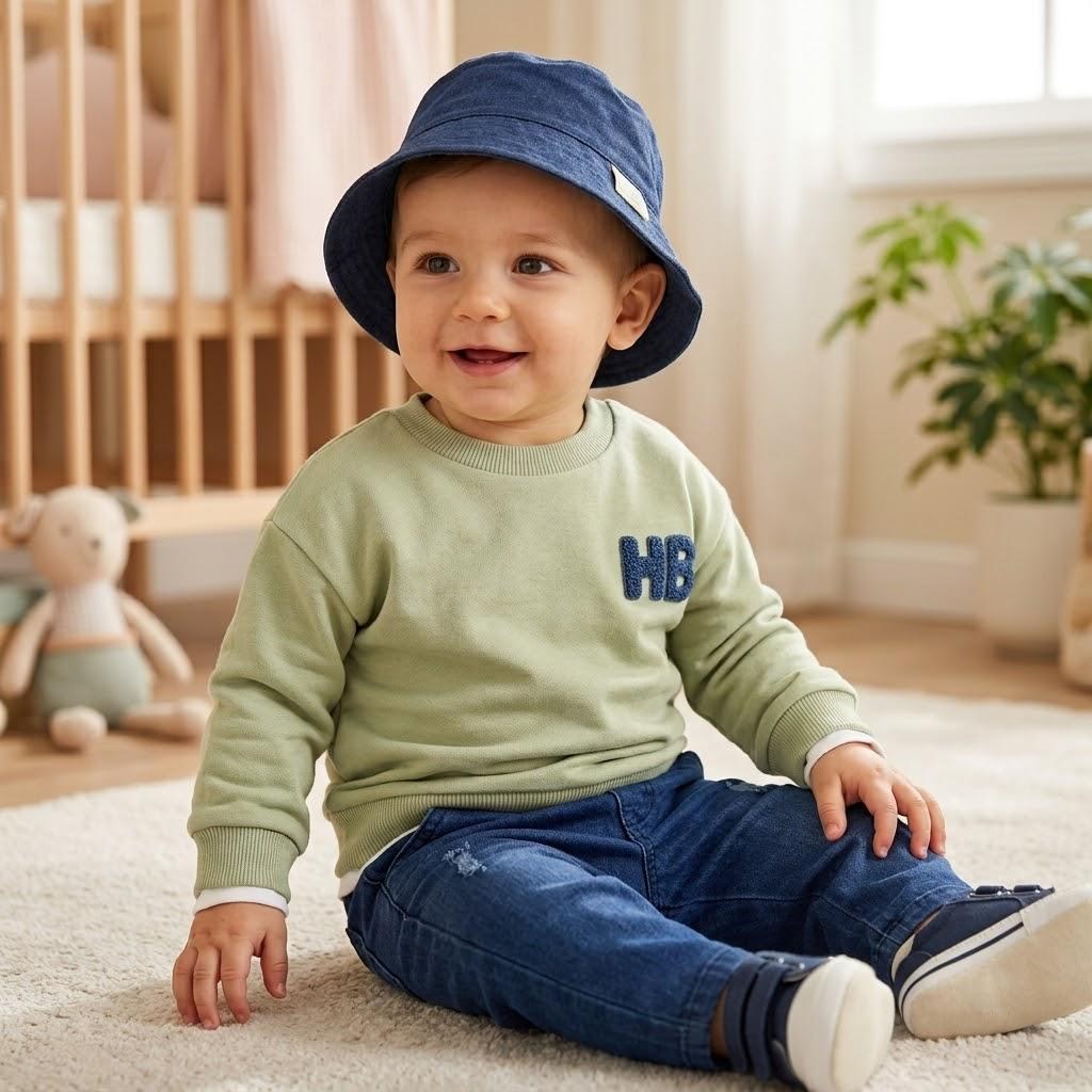 HB Punch Baskı Detaylı Sweatshirt - Kot Pantolon & Şapka