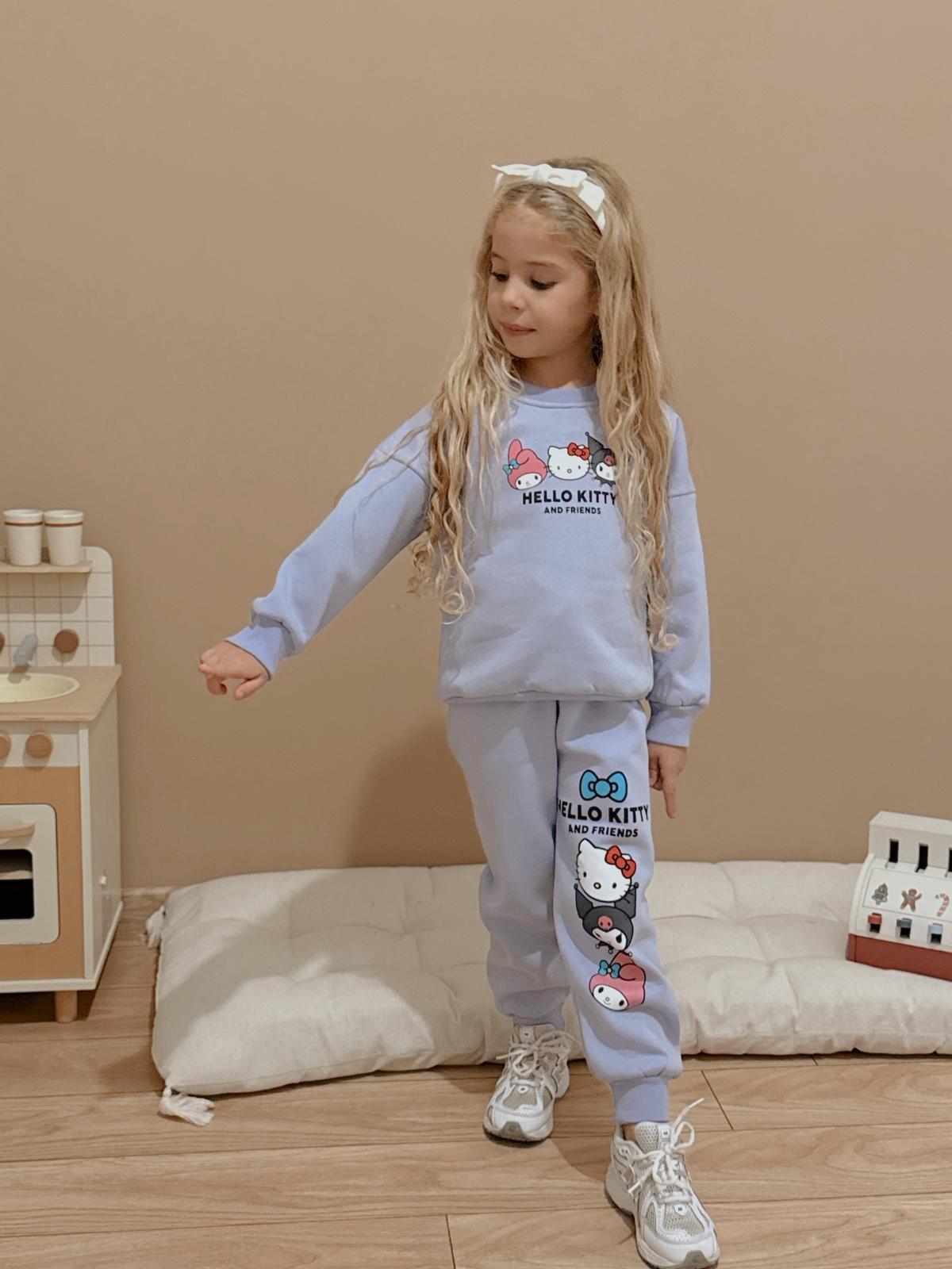 Hello Kitty 3 İp İçi Şardonlu cep detaylı Eşofman Takım