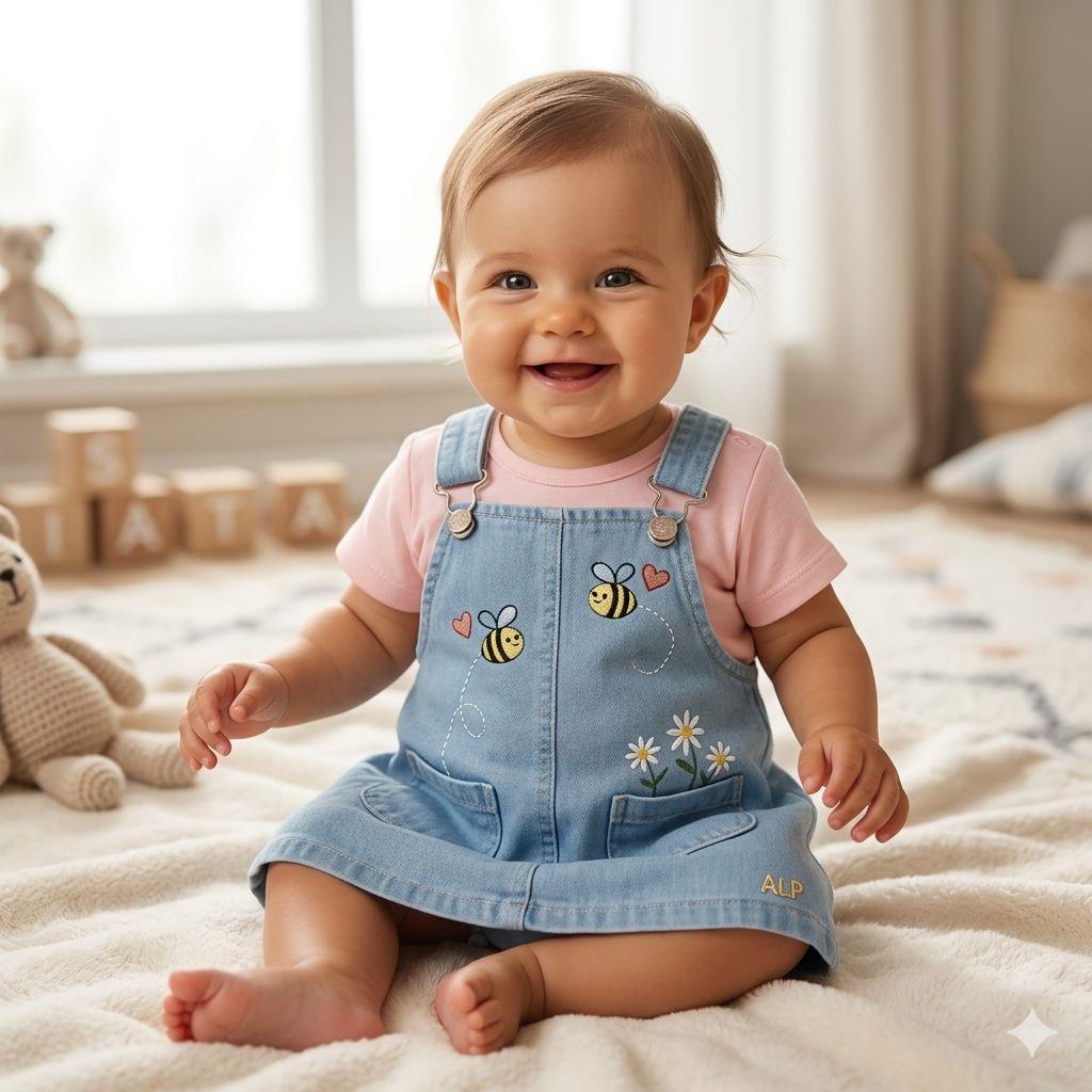 Honey  Rabbit Kot Jile Elbise & T-shirt Set - DENİM