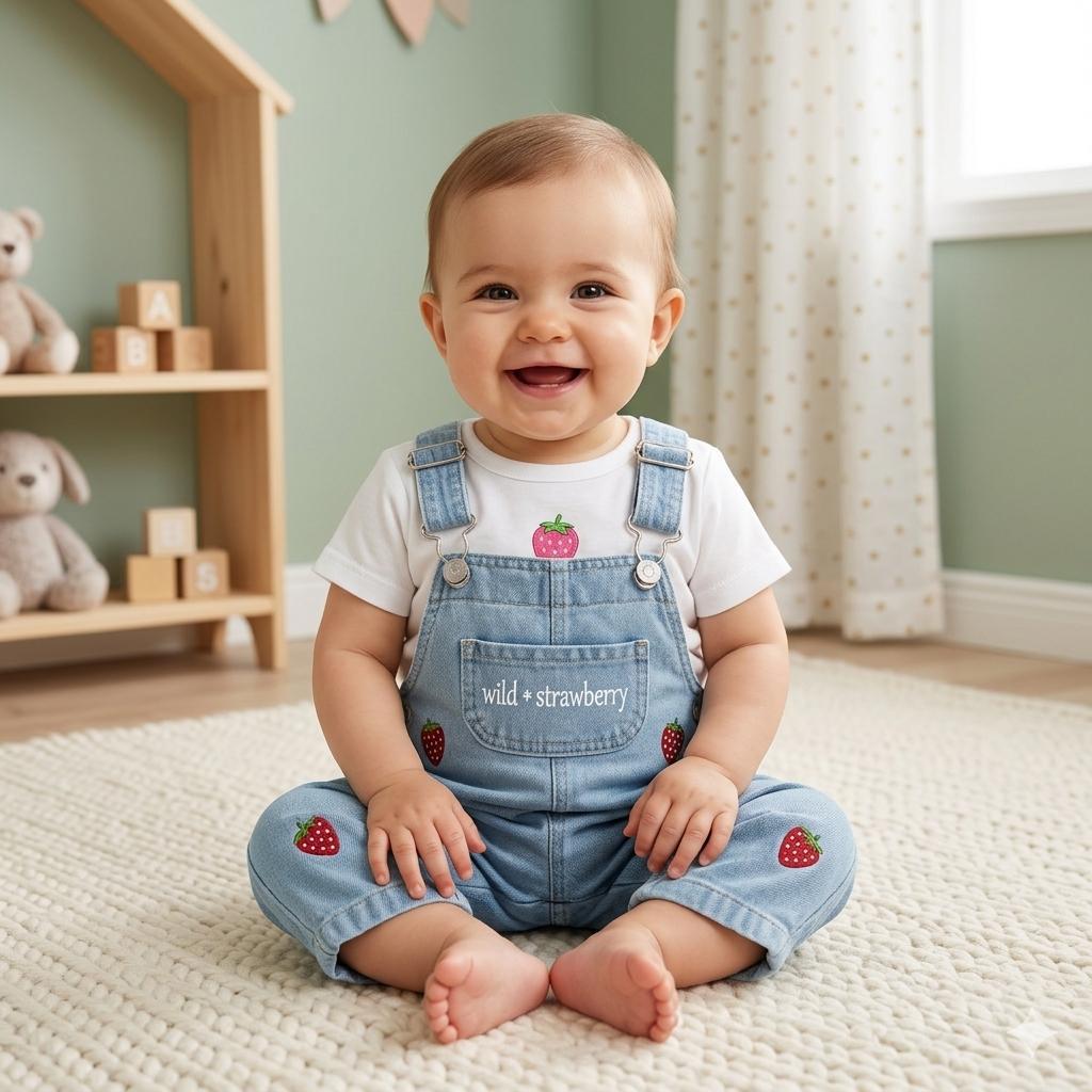 Ivy Kirazlı Kot Salopet & T-shirt Set - DENİM