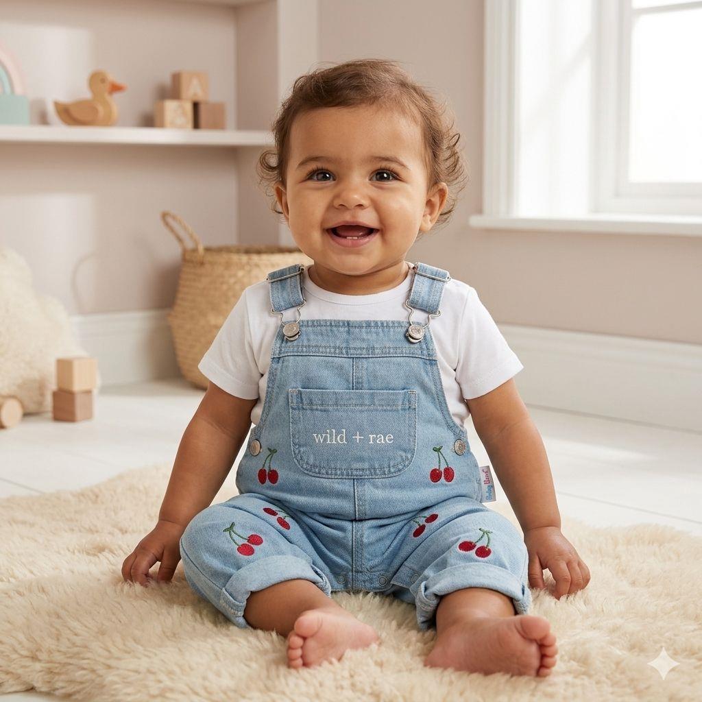 Ivy Kirazlı Kot Salopet & T-shirt Set - DENİM