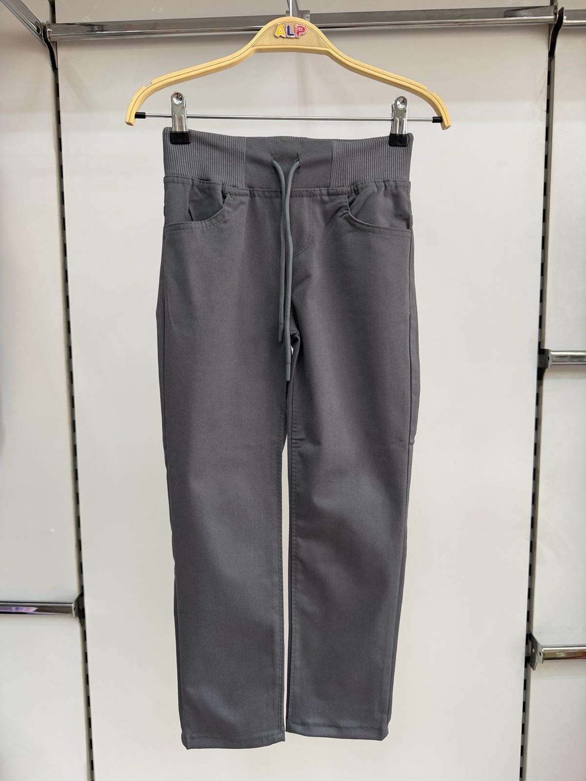 Koyu Gri  Lüx Ribanalı Beli ve Bileği Lastikli Jogger Keten Pantolon