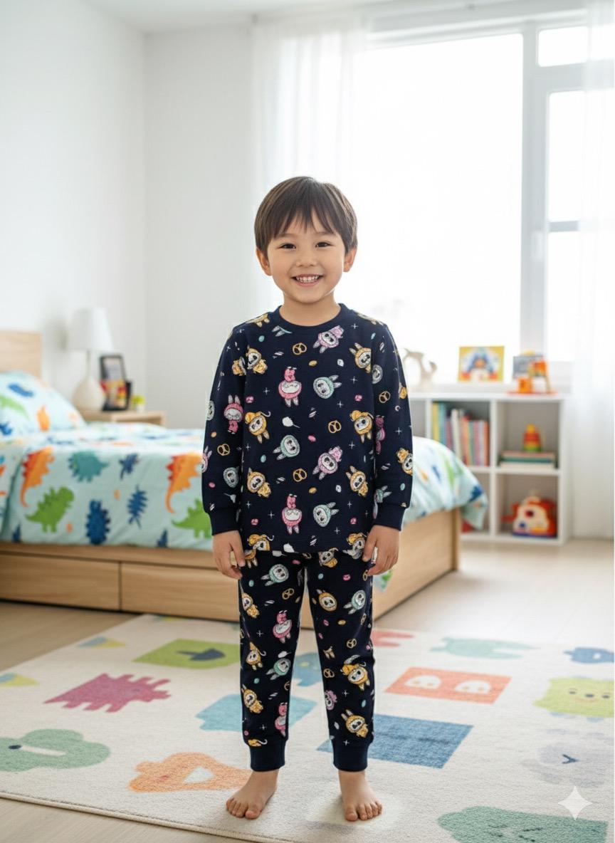 Labubu Detaylı Penye Pjama Takım