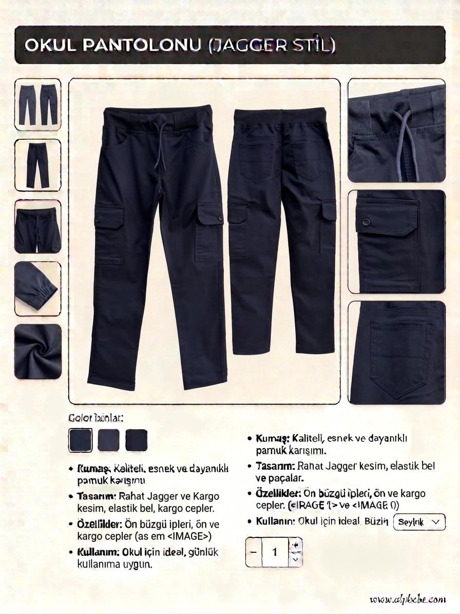 Lacivert Çift Komando Cepli  Lüx Ribanalı Beli  Jogger Keten Pantolon