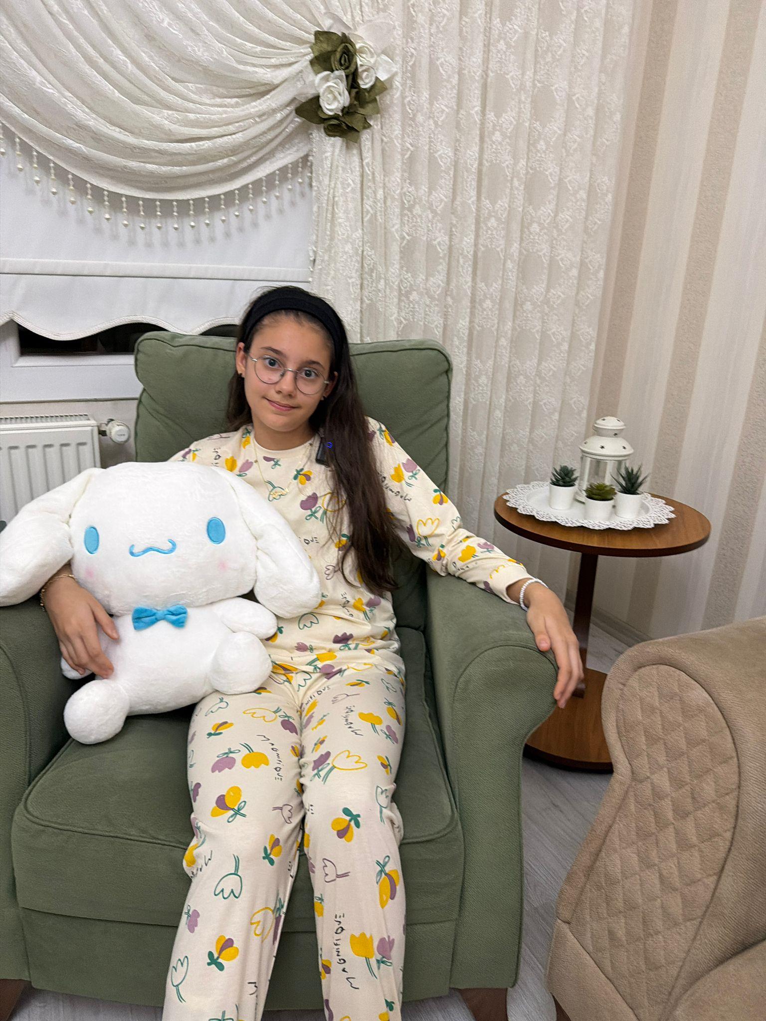 Laleler Detaylı Penye Pjama Takım