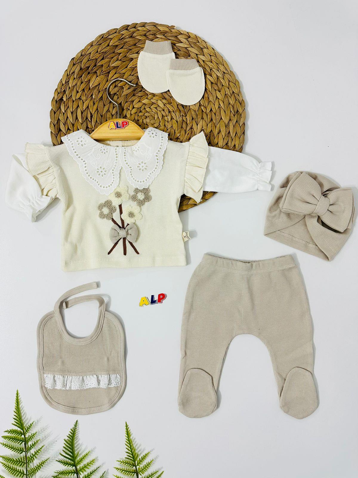 Lina 5 Parça Yeni Doğan Set - Krem