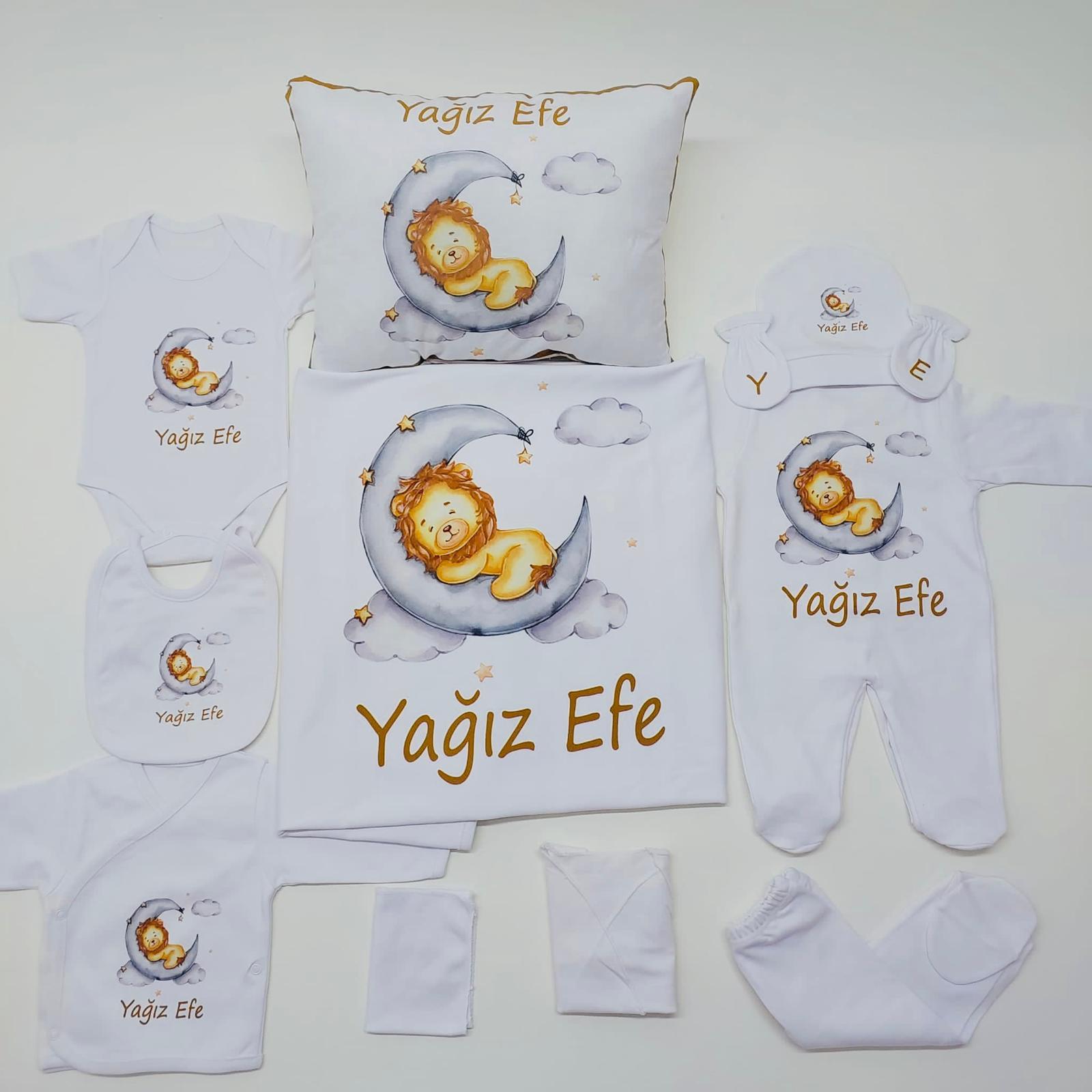 Lion Sarı 11 Parça İsme Özel Hastane Çıkışı Seti
