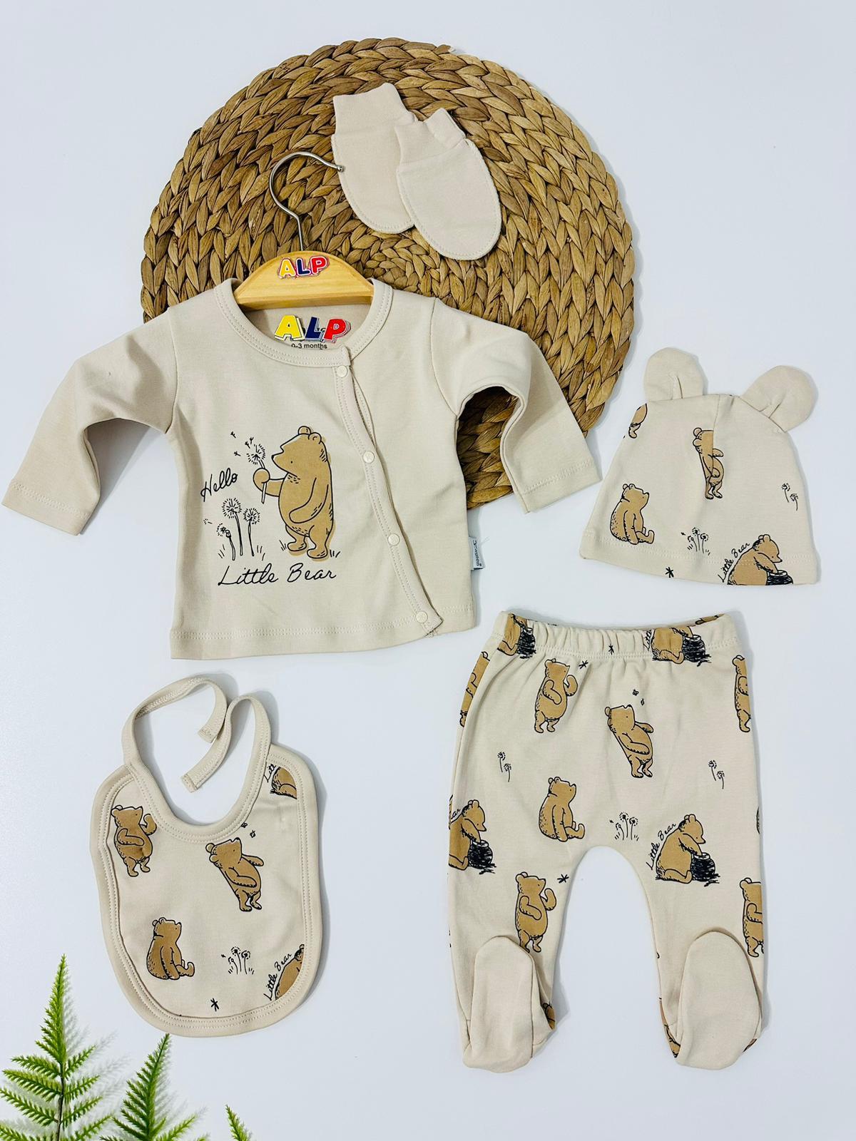 Litlee Bear  5 Parça Yeni Doğan Set - Kahverengi