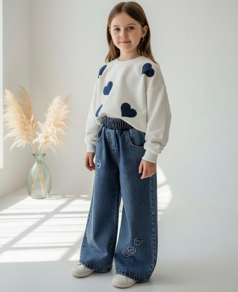 Love  Kot Pantolon Swet Kız Çocuk 2 li Takım