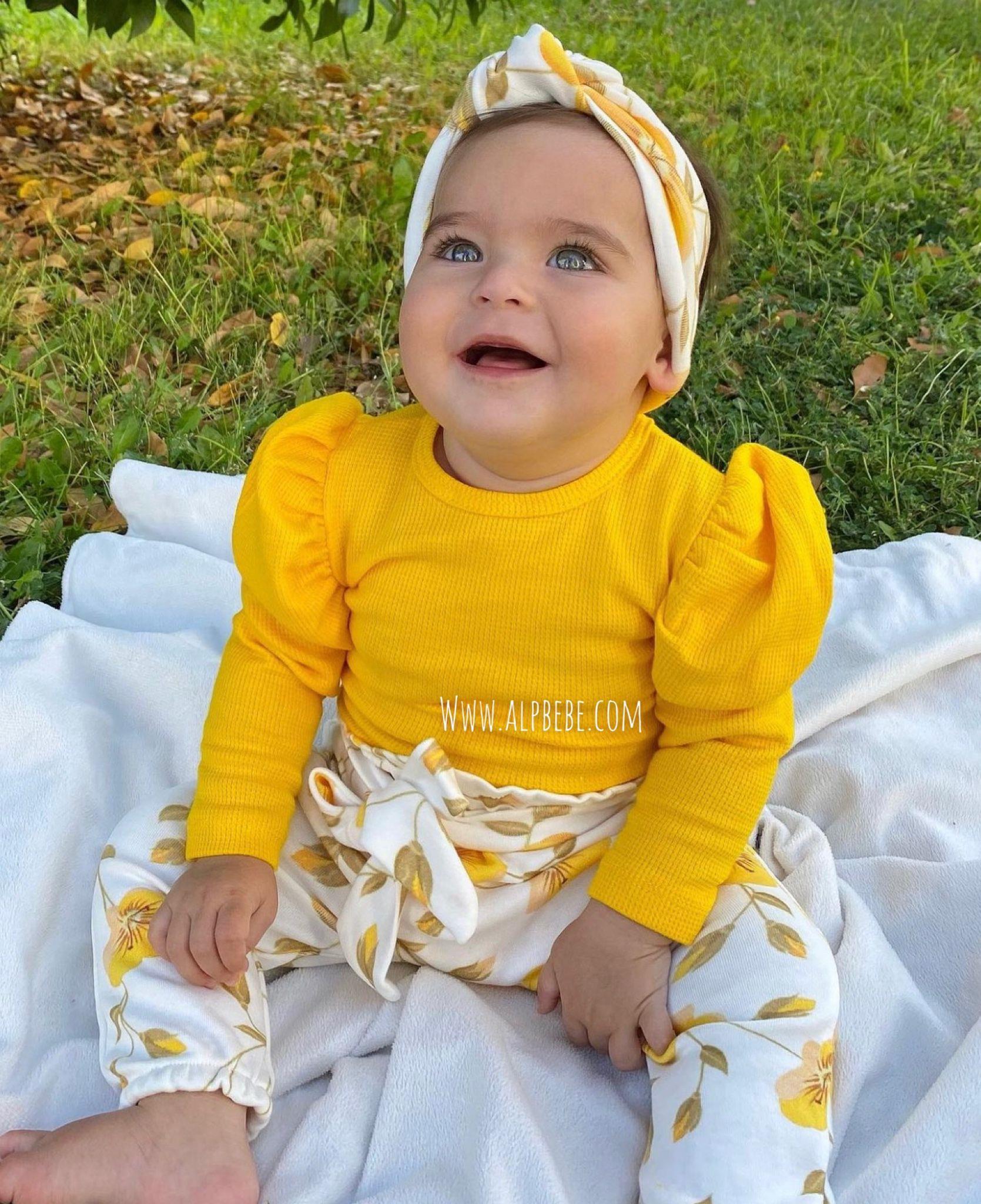 Michigan Floral Desing Balon Kol  Takım - Sarı