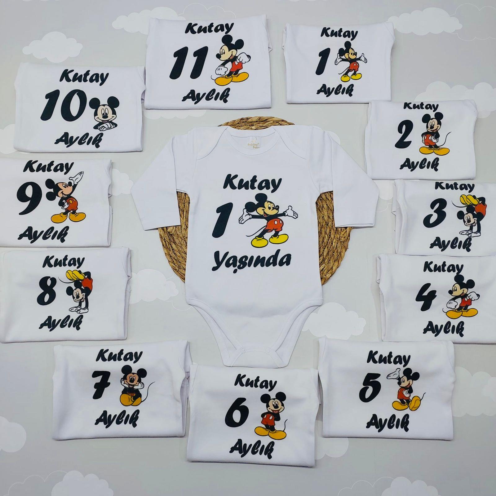 12 Aylık Desenli Zıbın Seti-Miki Fare