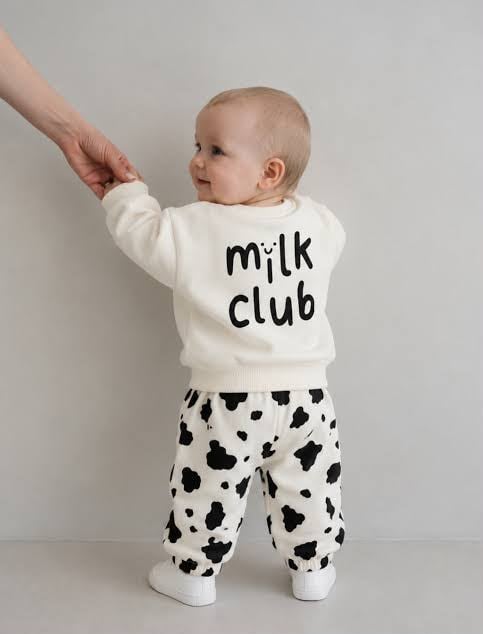 Milk Yazılı Sırt Baskılı %100 Pamuk Eşofman Takımı
