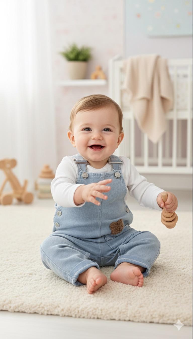 Minik cepte bear punch işlemeli mevsimlik kot kumaş 2li salopet set