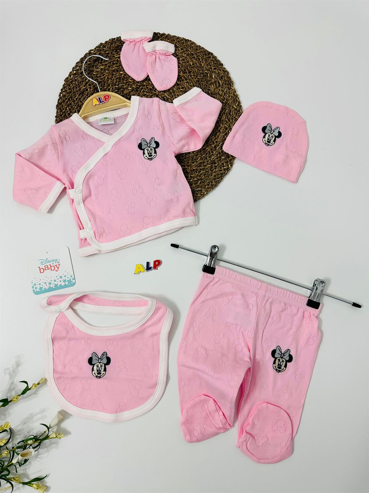 Minnie 5 Parça Hastane Çıkış Seti Kız Takım Pembe