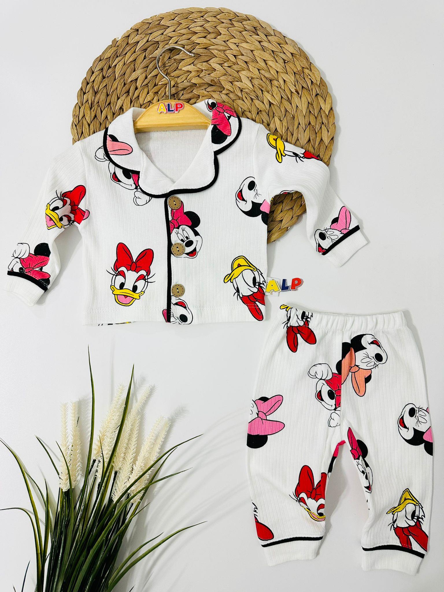 Minnie Düğmeli Pijama Takımı  -Beyaz