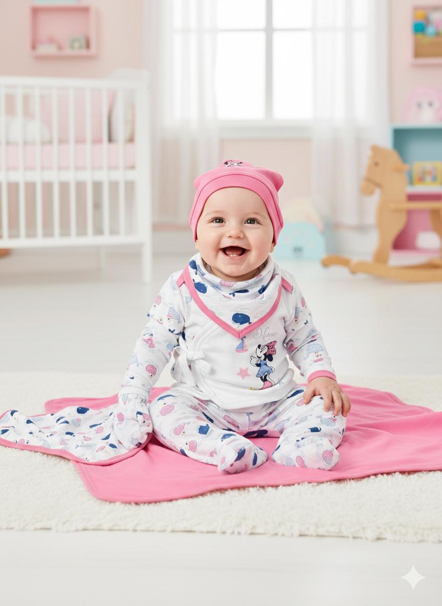 Minnie Mause   10 Parça Hastane Çıkışı Yeni Doğan Set-Fuşya