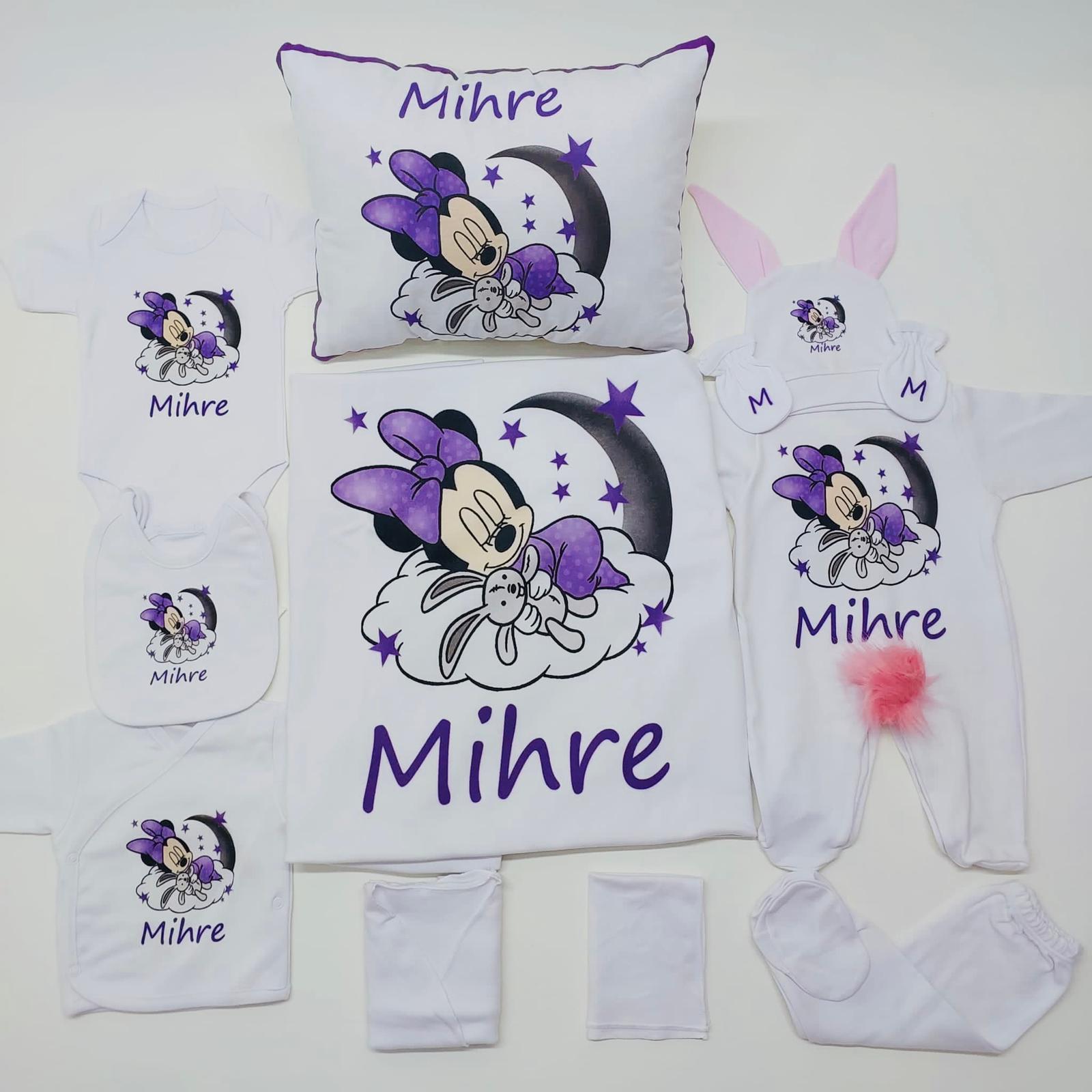 Minnie Mause Mor 11 Parça İsme Özel Hastane Çıkışı Seti