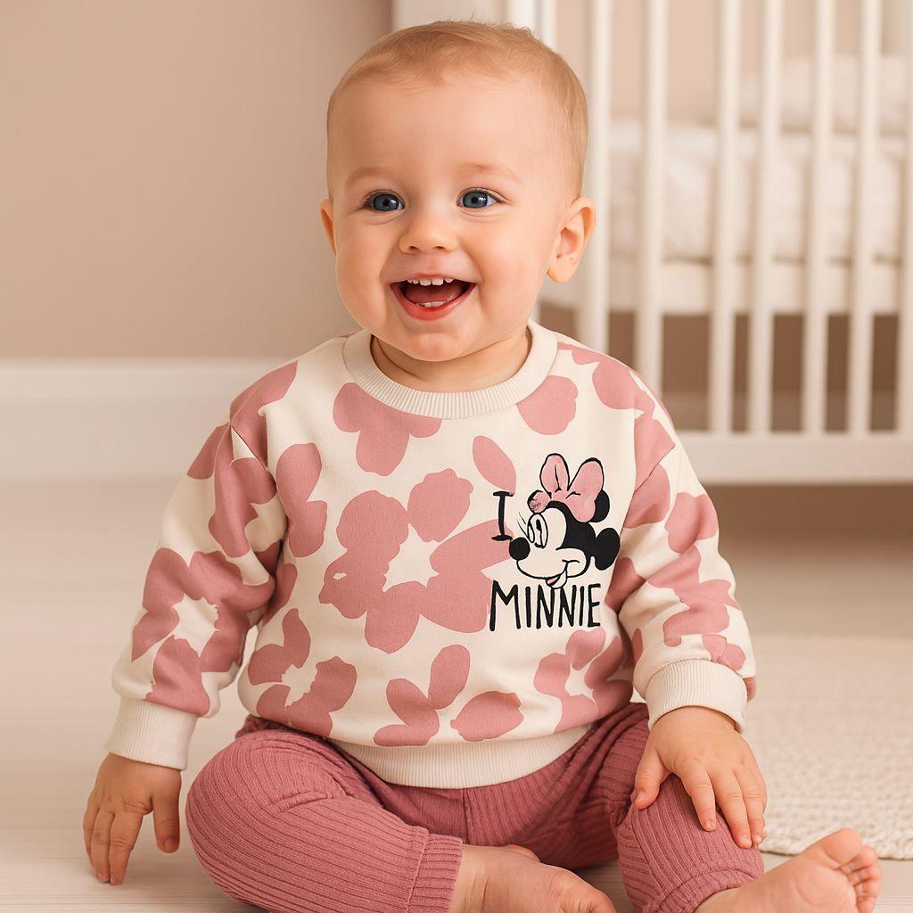 Minnie Omuzdan Çıtçıtlı Altı Fitilli Taytlı Takım- mürdüm
