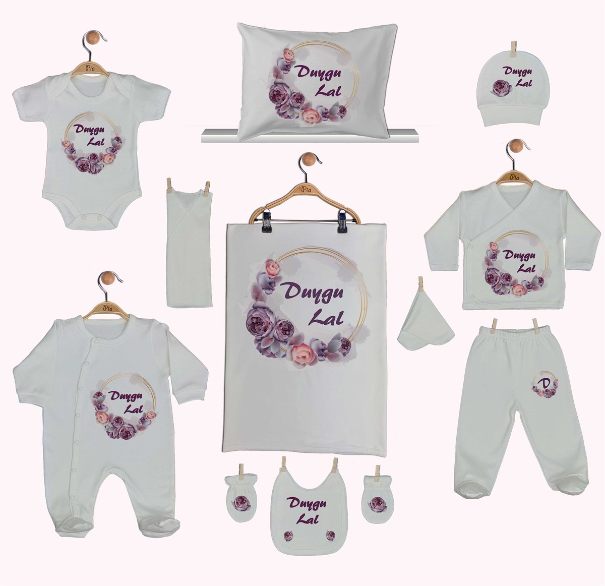 Set Of 11S With Purple Flowers