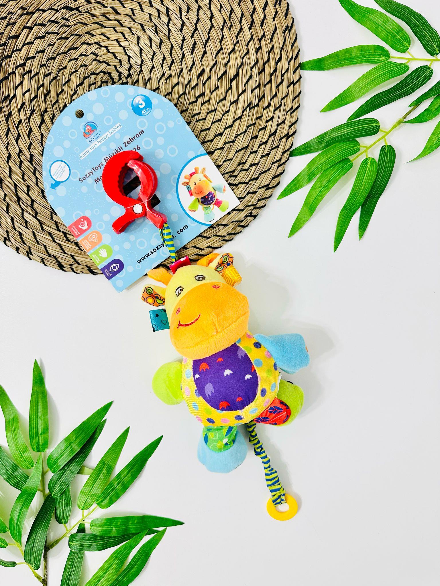 Morocco Toys müzikli Hayvanlar alemi Peluş Puset Askılı Oyuncak - Sarı