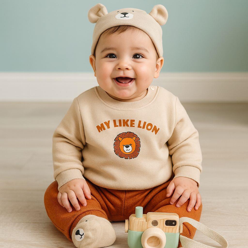My Like Lion Detaylı Panduflu Şardonlu Kışlık 3'Lü Takım