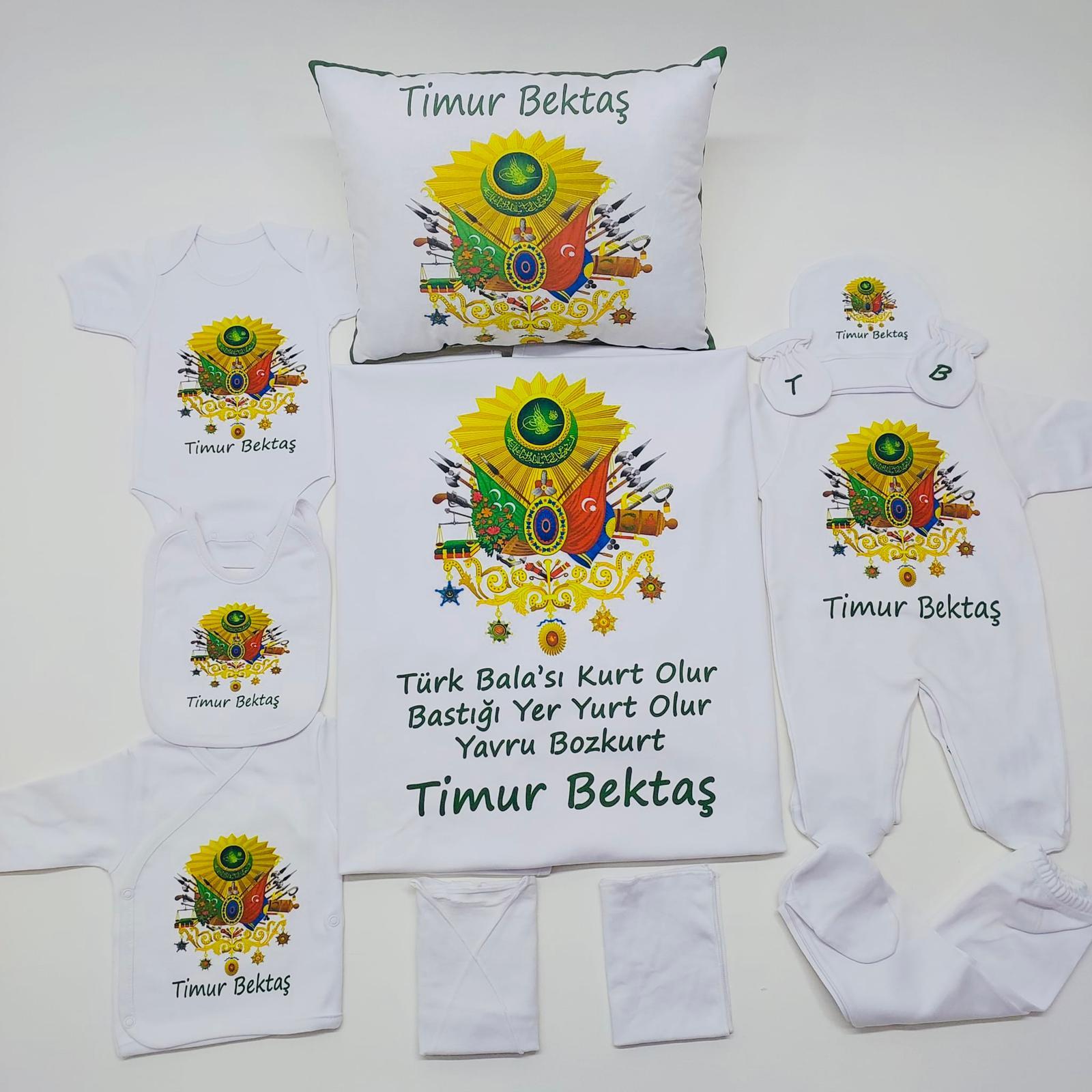 Osmanlı 11 Parça İsme Özel Hastane Çıkışı Seti