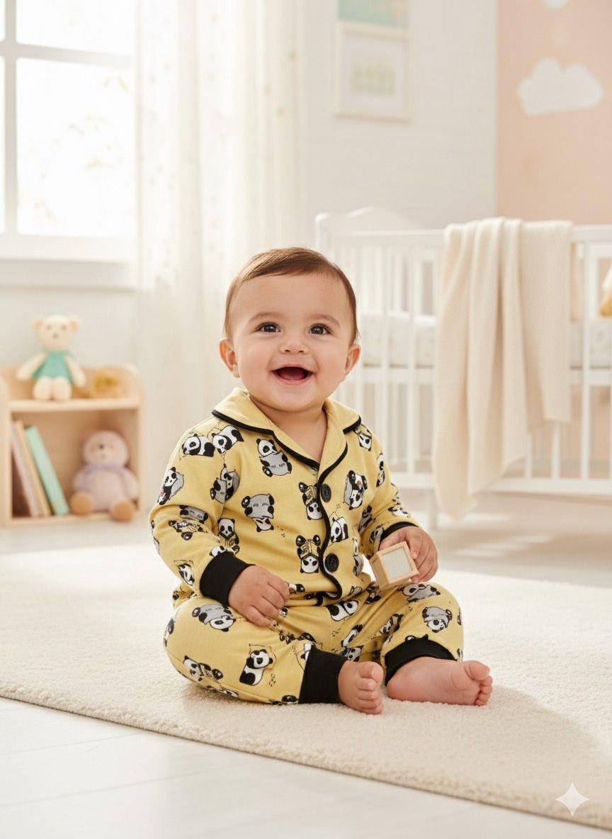 Panda Önden Düğmeli Mevsimlik 2 Parça Pjama Takımı