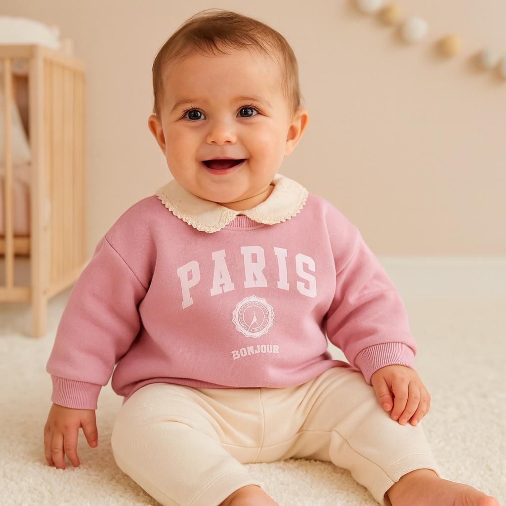 Paris Bebe Yakalı Bol Paça Şardonlu 2'Li Takım