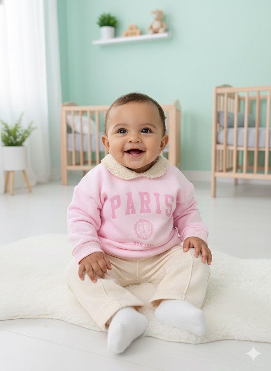 Paris Bebe Yakalı Bol Paça Şardonlu 2'Li Takım