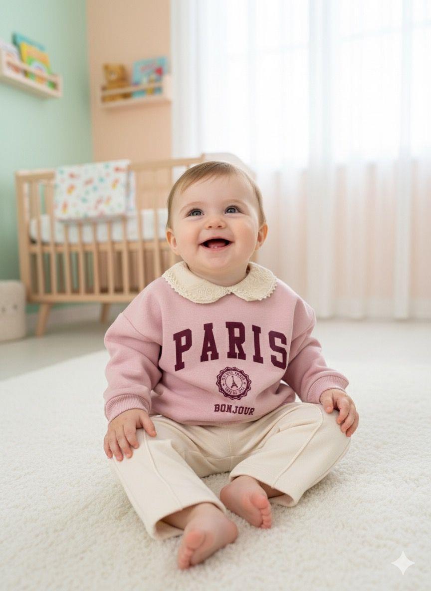 Paris Bebe Yakalı Bol Paça Şardonlu 2'Li Takım