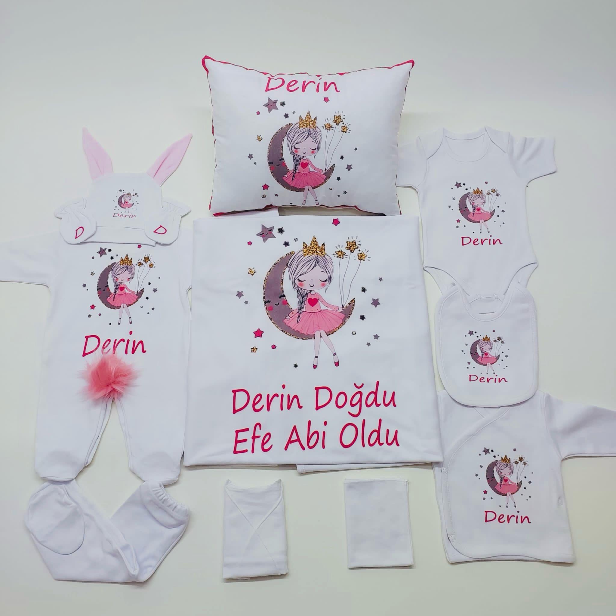 Princess 11 Parça İsme Özel Hastane Çıkışı Seti